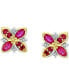 ფოტო #2 პროდუქტის Ruby (5/8 ct. t.w.) & Diamond (1/20 ct. t.w.) Cluster Stud Earrings in 14k Gold