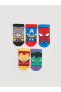 Marvel Desenli Erkek Çocuk Patik Çorap 5'li