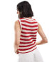 Stradivarius crochet tank top in red stripe