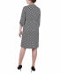 ფოტო #2 პროდუქტის Petite Geometric Printed Long Sleeve Roll Tab Shirtdress