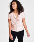 ფოტო #1 პროდუქტის Petite Short-Sleeve Cowlneck Top, Created for Macy's