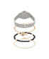 Women's Analog Shiny Silver-Tone Metal Strap Watch 36mm 4 Pieces Bracelet Gift Set
