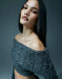 Фото #10 товара Murci cable knit fold over cropped jumper co-ord in grey