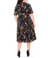 Фото #2 товара Plus Size Floral-Print Wrap Midi Dress