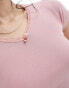 Cotton On v-neck fitted t-shirt with rosette detail in pink Rosa gedeckt, 2XS - EU 34 - фото #3