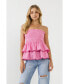 Фото #2 товара Women's Lace Smocked Knit Ruffled Tube Top