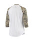 ფოტო #3 პროდუქტის Women's Threads White, Camo Cleveland Guardians Raglan 3/4-Sleeve T-shirt