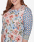 ფოტო #2 პროდუქტის Plus Size Scottsdale Floral Geometric Triple Knot Top