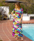 Women's Print Elbow Sleeve Casual A Line Maxi Dress