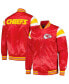 ფოტო #1 პროდუქტის Men's Red Kansas City Chiefs Satin Full-Snap Varsity Jacket