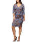 Women's Grey Print Three Quarter Sleeve Wrap Dress