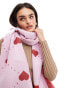 Фото #1 товара Pieces soft heart print scarf in pink and red