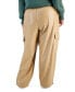 Фото #2 товара Trendy Plus Size Faux-Leather Wide-Leg Cargo Pants