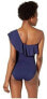 Фото #3 товара Tommy Bahama Women's 172076 One Shoulder One-Piece Swimsuit Mare Navy Size 10