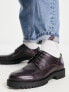 Walk London Sean chunky lace up shoes in burgundy leather