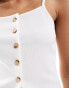 ASOS DESIGN rib button through top with 90's boat neck in white