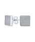 Фото #1 товара Geometric Square Shaped Cubic Zirconia Micro Pave CZ Stud Earrings For Women Sterling Silver 8MM