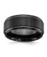 Black Zirconium Brushed Center Beveled Edge Wedding Band Ring