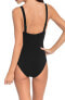 Фото #2 товара Robin Piccone Womens Ava Plunge One-Piece Swimsuit Black Size 14