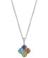 ფოტო #1 პროდუქტის EFFY® Multi-Gemstone Flower 18" Pendant Necklace (3 ct. t.w.) in Sterling Silver