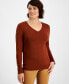 ფოტო #1 პროდუქტის Petite Rivet-Detail V-Neck Sweater, Created for Macy's