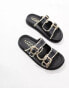 New Look chunky double strap buckle sandals in black