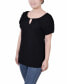 ფოტო #3 პროდუქტის Petite Swiss Dot Short Sleeve Top