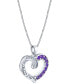 ფოტო #2 პროდუქტის Amethyst (1/2 ct. t.w.) & Diamond (1/20 ct. t.w.) Heart 18" Pendant Necklace in Sterling Silver