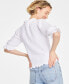 ფოტო #2 პროდუქტის Women's Elbow-Sleeve Smocked Top, Created for Macy's