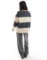 Фото #3 товара ASOS DESIGN loose knit oversized v neck jumper in stripe