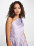 Anaya Bridesmaid satin one shoulder thigh split dress in lilac