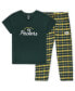 ფოტო #1 პროდუქტის Women's Green Green Bay Packers Plus Size Badge T-shirt and Flannel Pants Sleep Set