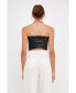 Фото #3 товара Women's Cropped Leather Bustier Top