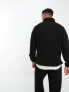 Threadbare borg 1/4 zip pullover fleece in black