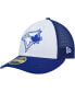 Фото #1 товара Men's White, Royal Toronto Blue Jays 2023 On-Field Batting Practice Low Profile 59FIFTY Fitted Hat