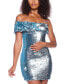 Фото #1 товара Juniors' Off-The-Shoulder Sequined Bodycon Dress