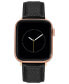 Фото #1 товара Black Genuine Leather Strap with Rose Gold-Tone Stainless Steel Lugs for 42mm, 44mm, 45mm, Ultra 49mm Apple Watch