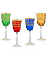 Фото #1 товара Multicolor Red Wine Goblet with Gold-Tone Rings, Set of 4
