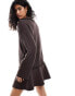 Фото #3 товара Object oversized v neck jumper co-ord with contrast trim in brown