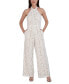 Women's Lace Twist-Neck Wide-Leg Jumpsuit