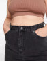 DTT Plus Katy high waisted cropped straight jeans in washed black