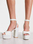 Фото #4 товара Be Mine Bridal Alette glitter platform sandals in white and silver