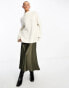 ASOS DESIGN high neck jumper with turn back cuff in long and lean block in cream