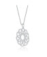 Фото #2 товара Sterling Silver White Gold Plated with Clear Cubic Zirconia Flower Pendant
