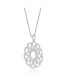 ფოტო #2 პროდუქტის Sterling Silver White Gold Plated with Clear Cubic Zirconia Flower Pendant