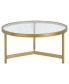 Yara 32" Wide Metal Round Coffee Table with Glass Top