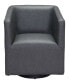 30" Metal, Polyurethane Brooks Swivel Base Accent Chair