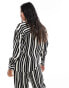 ONLY Petite oversized shirt co-ord in black and white stripe