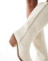 Glamorous western knee boots in off white micro