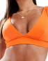 ASOS DESIGN Maya plunge triangle bikini top with ruche detail in orange